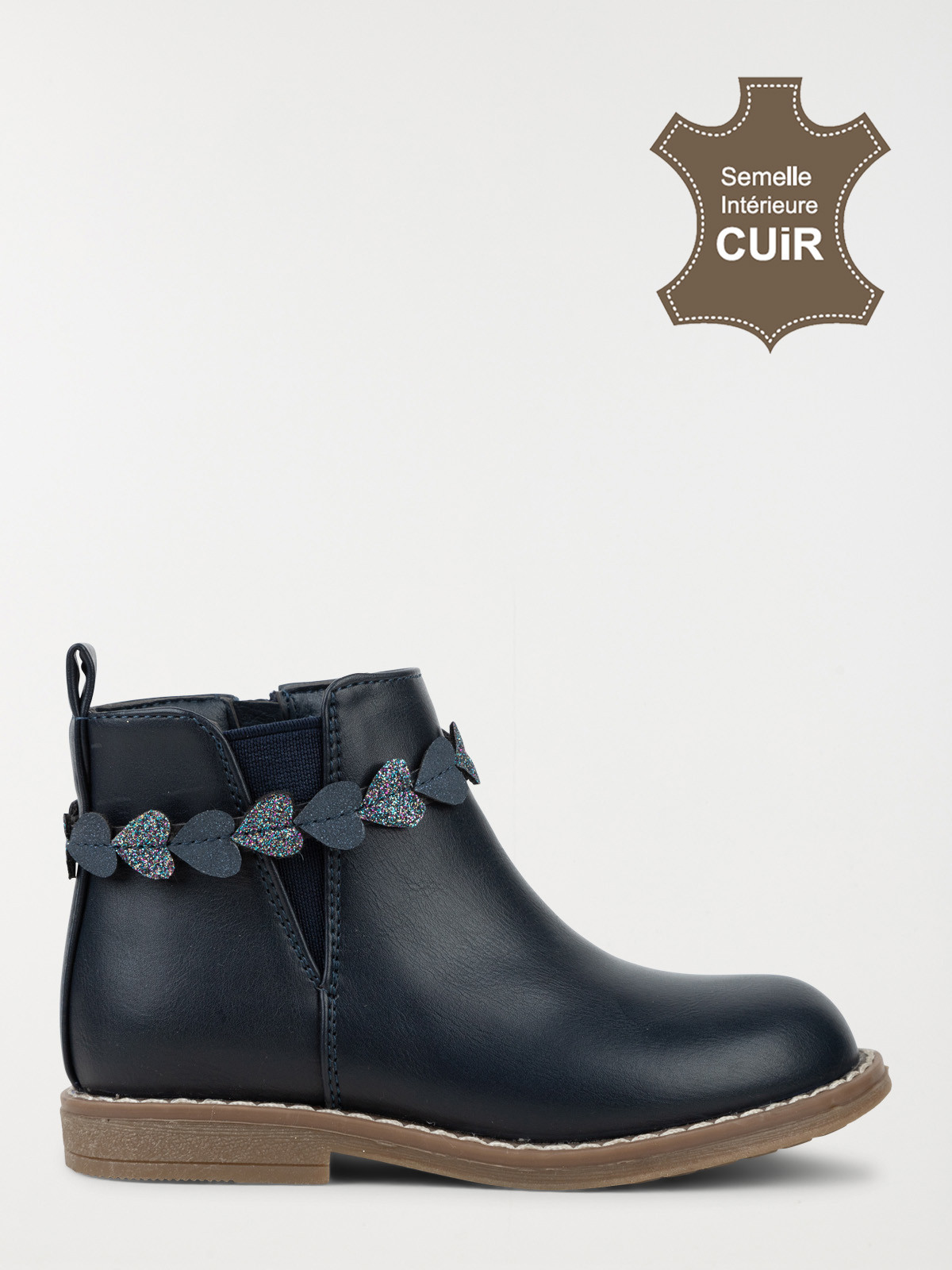 Bottine bride coeur fille navy (25-30)