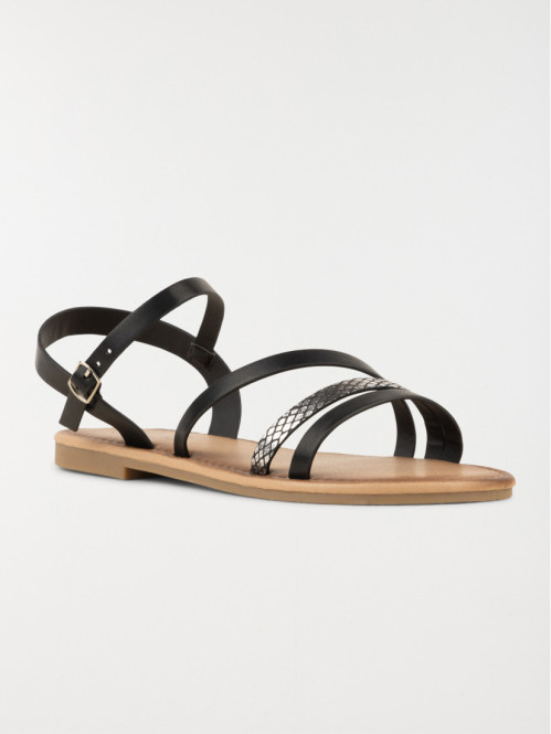 Sandales plates noires femme (36-41)