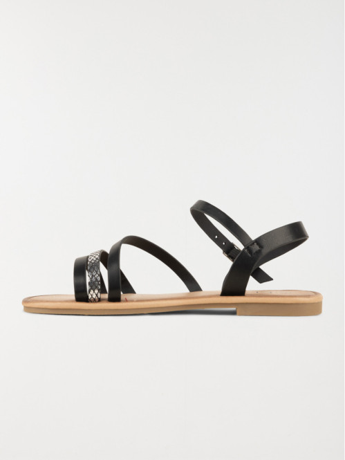 Sandales plates noires femme (36-41)