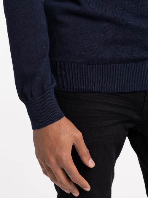 Pull col V marine navy homme