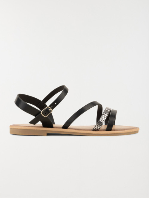 Sandales plates noires femme (36-41)