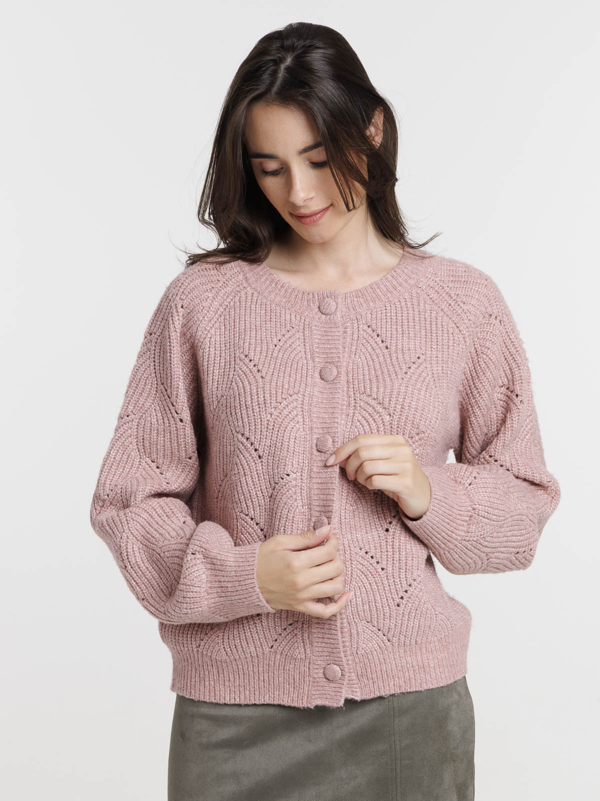 Gilet boutonné col rond femme