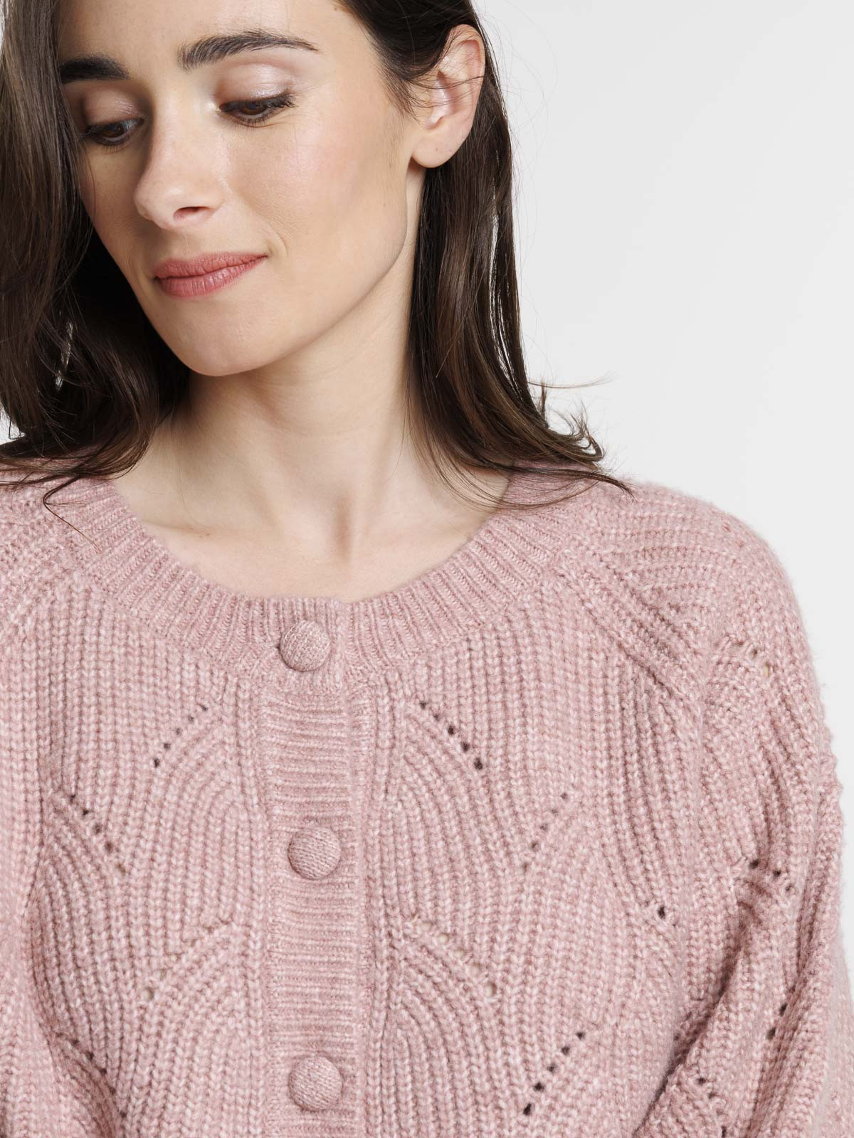 Gilet boutonné col rond femme