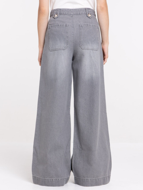 Jean wide leg gris clair femme
