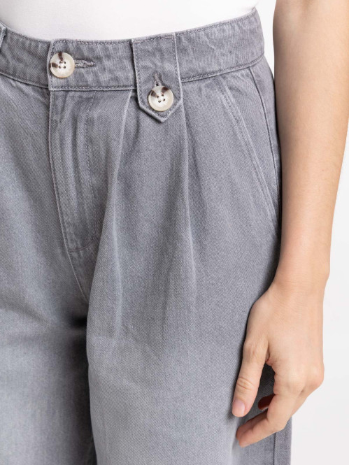 Jean wide leg gris clair femme