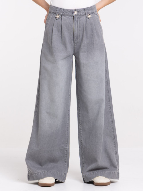 Jean wide leg gris clair femme