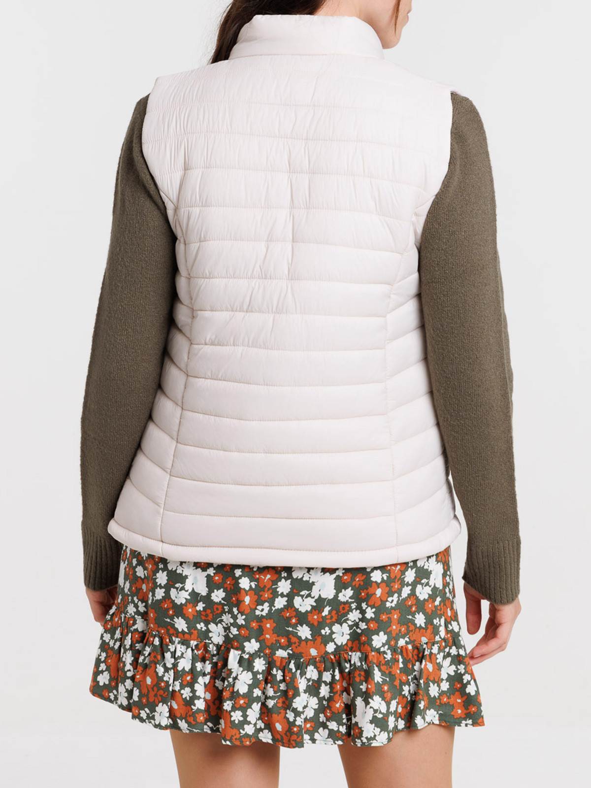 Doudoune crème grisée sans manches femme Doudoune crème grisée sans manches femme