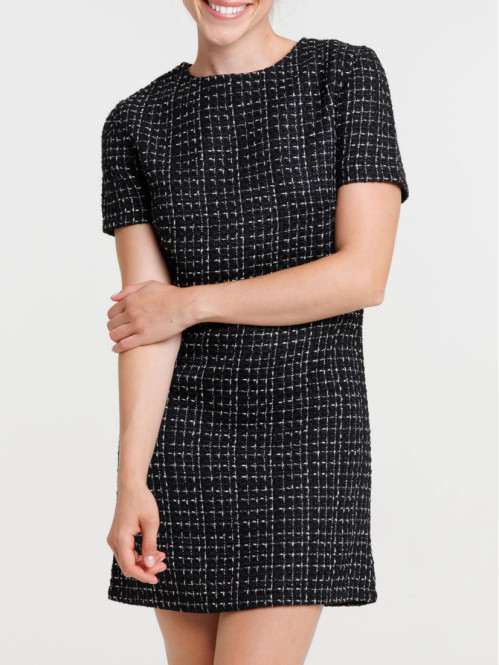 Robe tweed noire femme