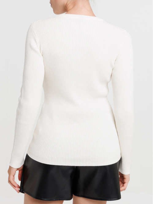 Pull col rond écru femme Pull col rond écru femme