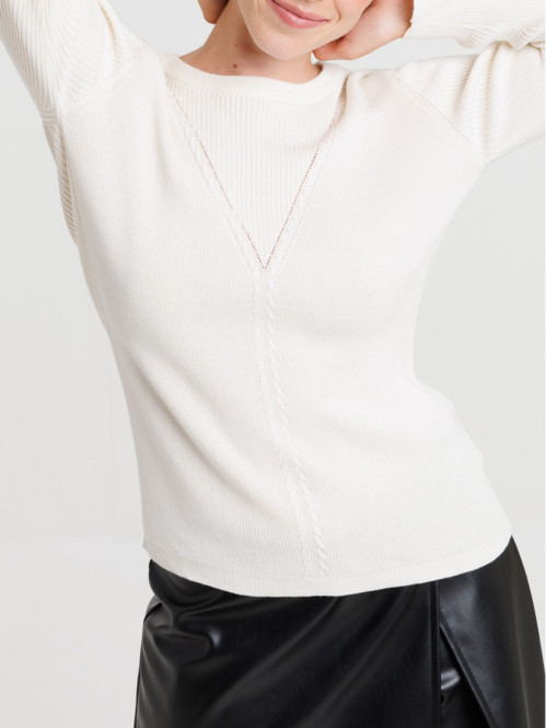 Pull col rond écru femme Pull col rond écru femme