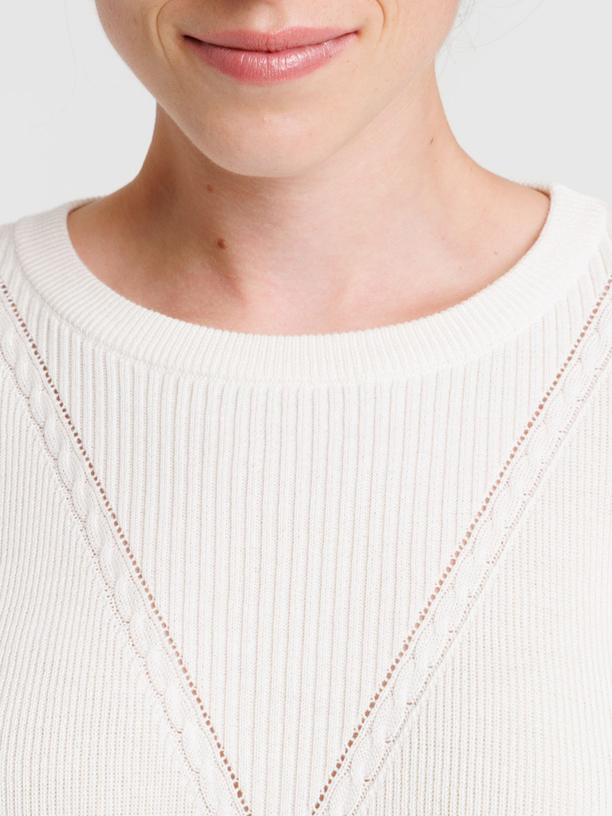 Pull col rond écru femme Pull col rond écru femme