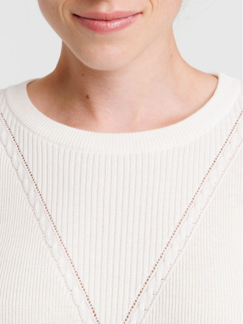 Pull col rond écru femme Pull col rond écru femme