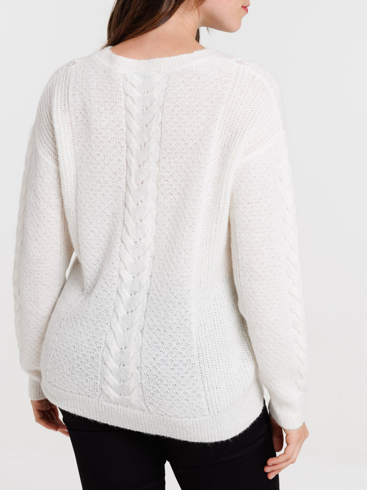 Pull écru col rond femme Pull écru col rond femme