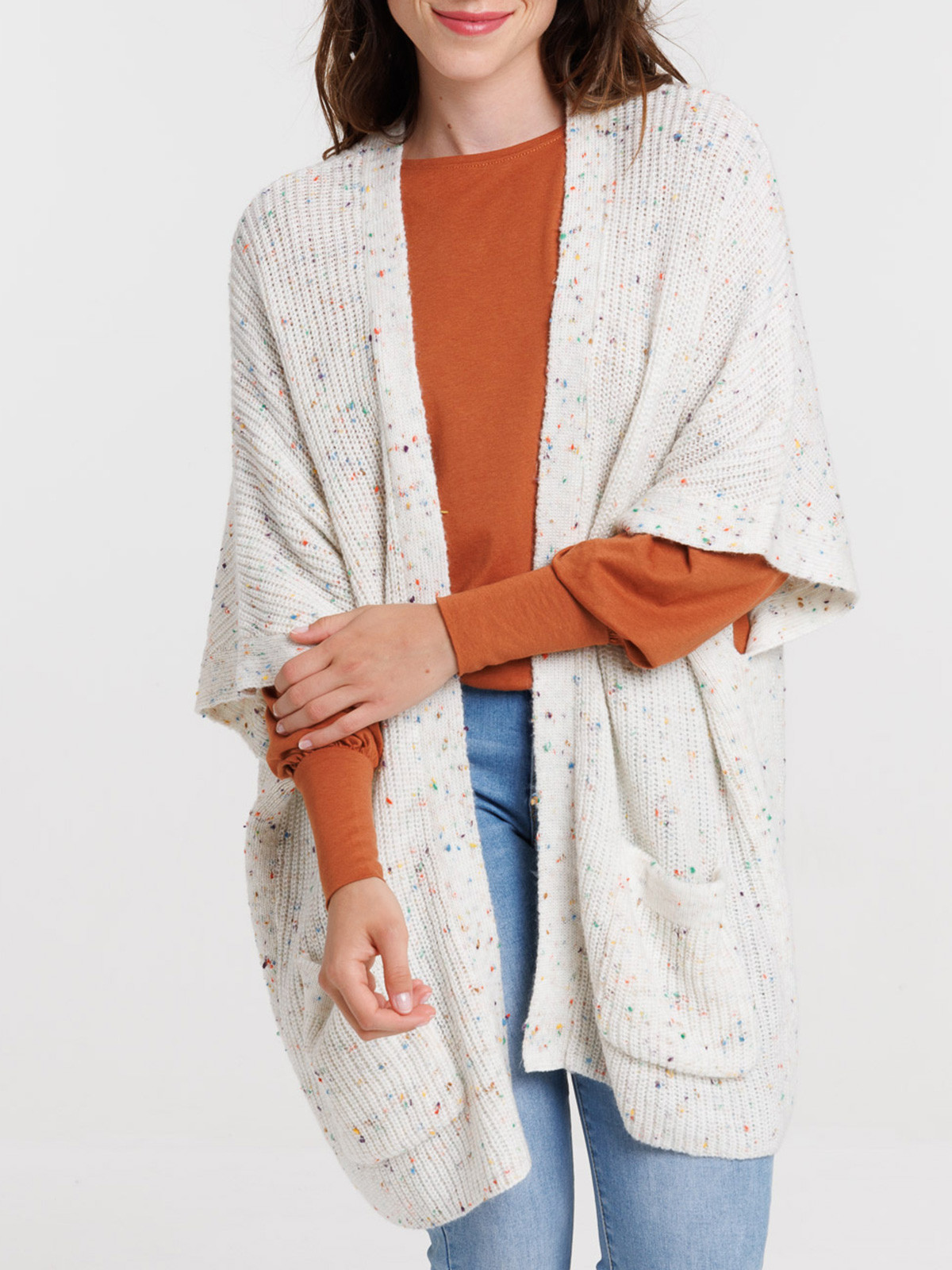 Gilet écru poches femme