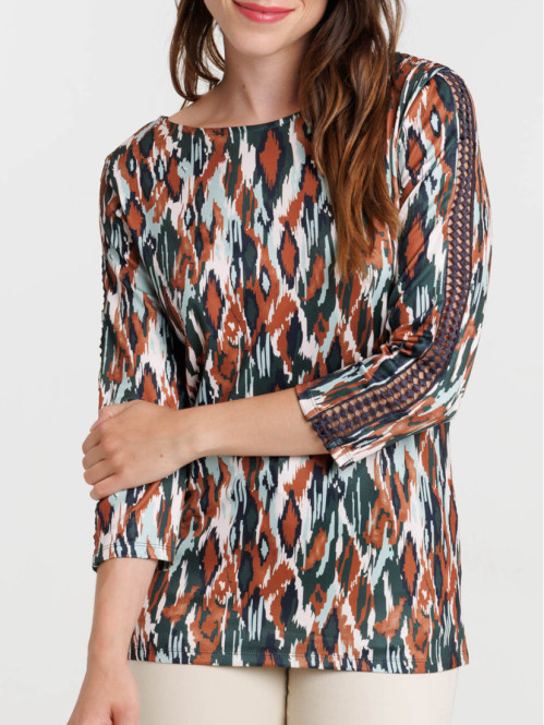 T-shirt dentelle manches femme