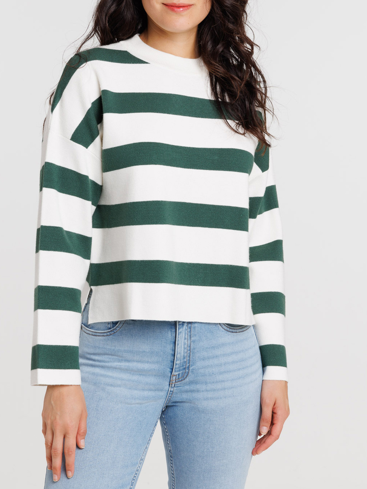 Pull rayé deep green femme