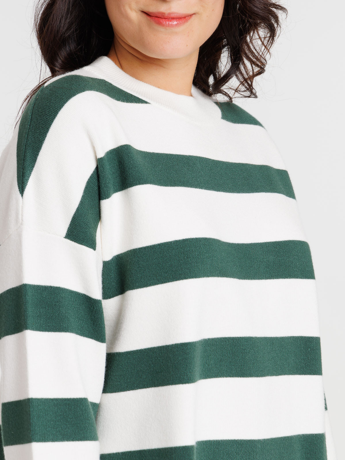 Pull rayé deep green femme
