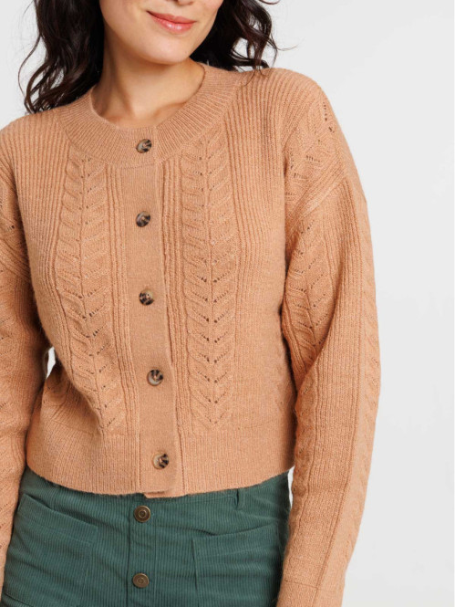 Gilet court col rond croissant femme Gilet court col rond croissant femme