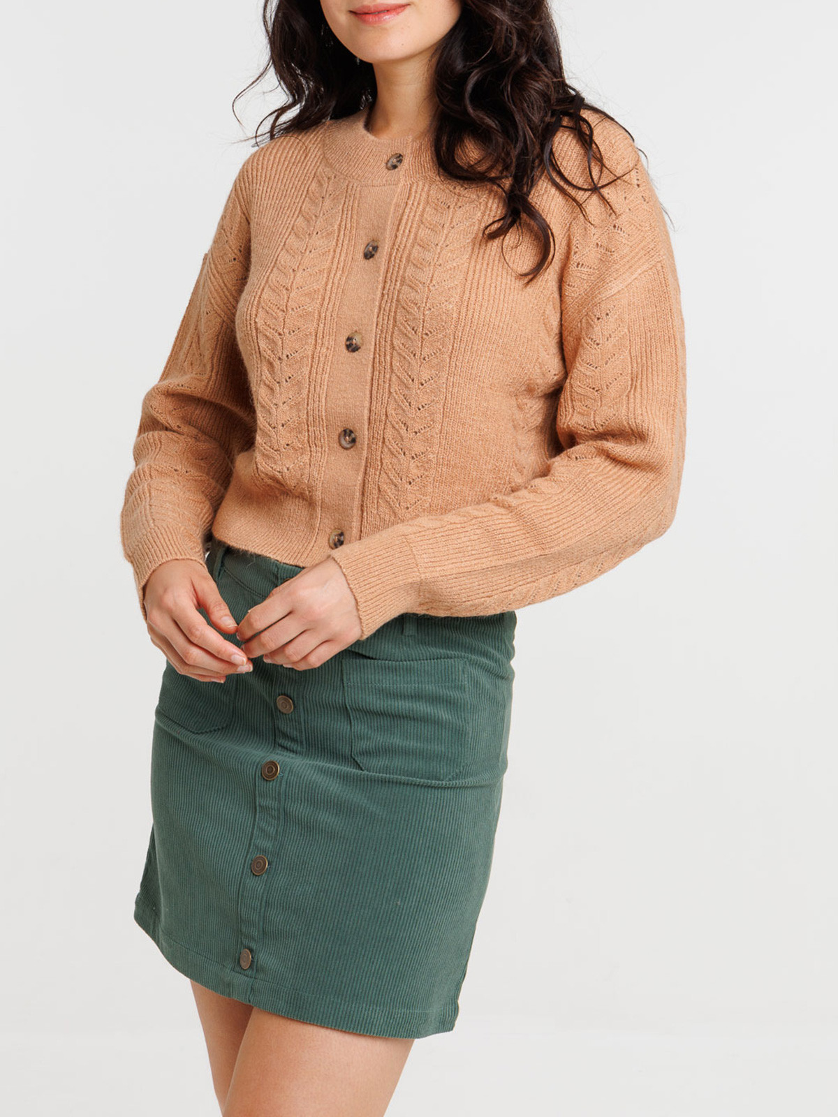 Gilet court col rond croissant femme Gilet court col rond croissant femme