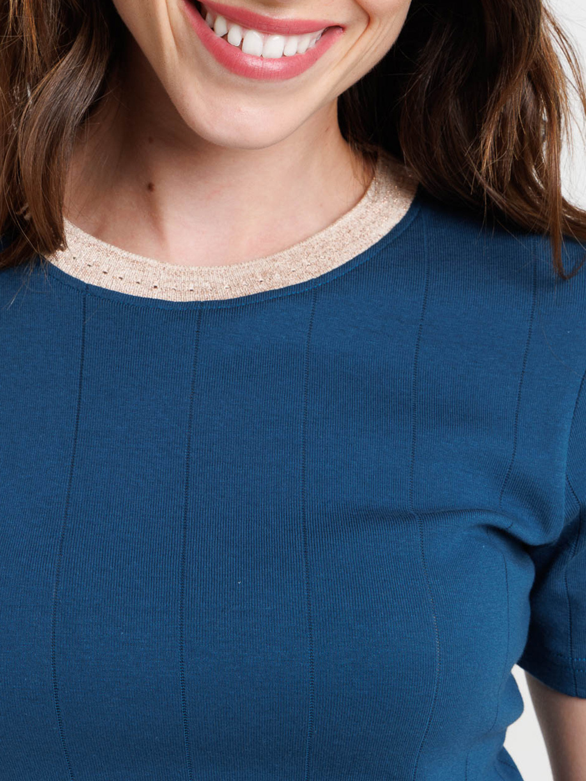 T-shirt col rond pétrole femme