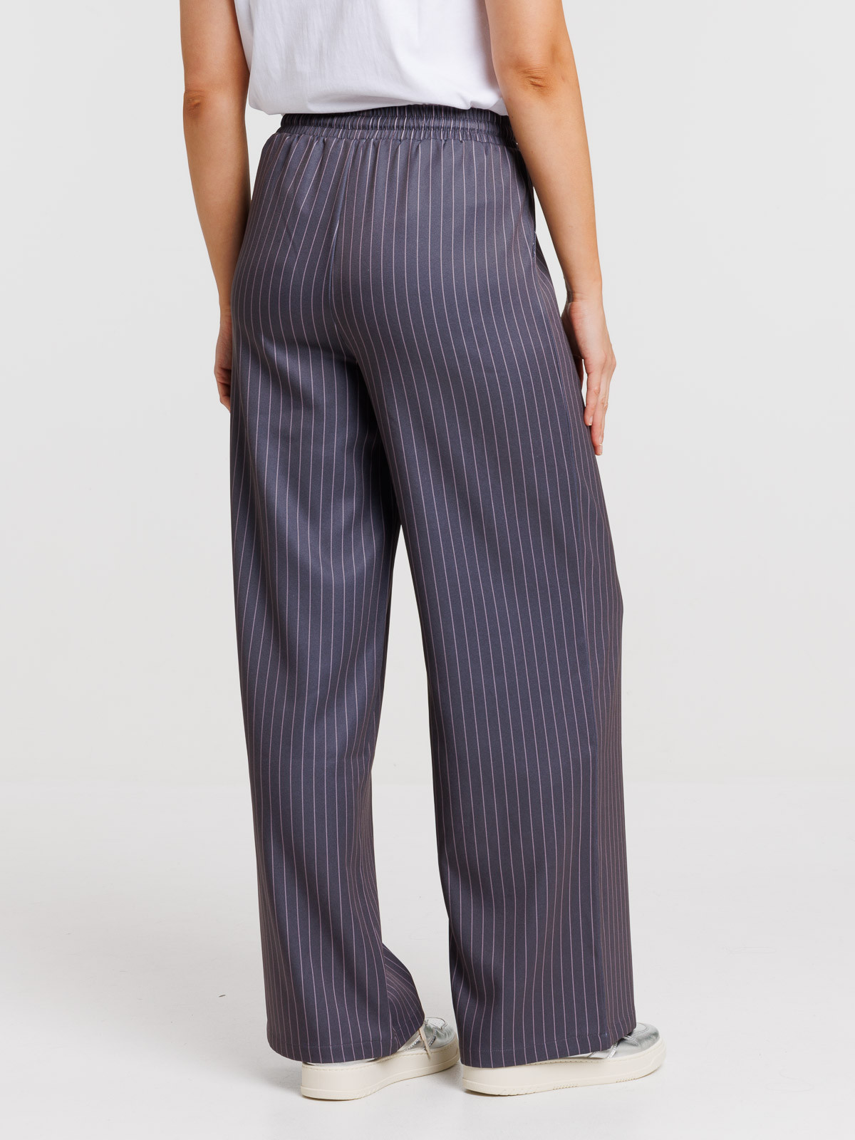 Pantalon large à rayures femme