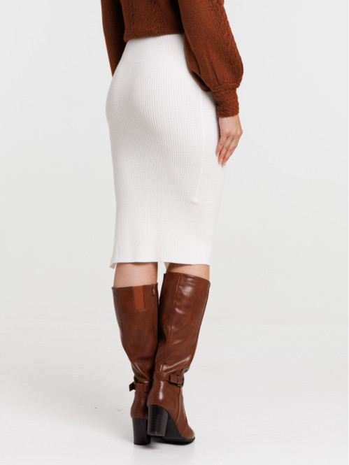 Jupe tube maille écru femme