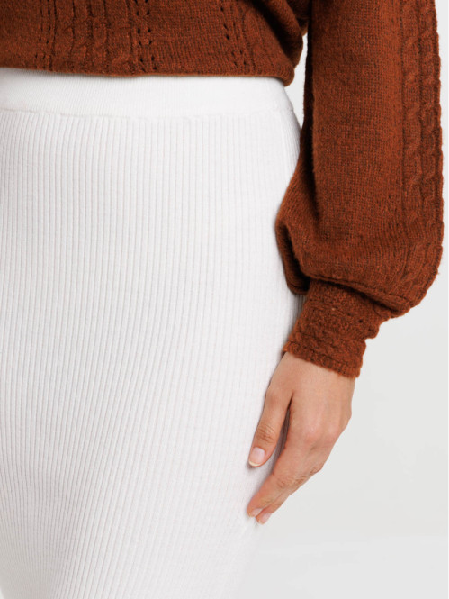 Jupe tube maille écru femme