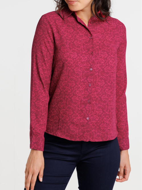Chemise manches longues fleurie femme