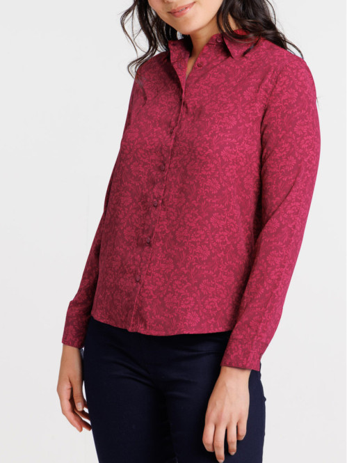 Chemise manches longues fleurie femme