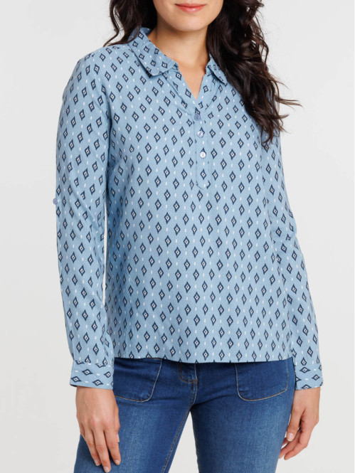 Blouse imprimée denim stone femme