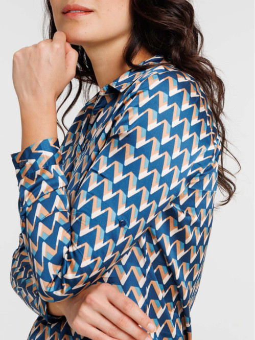 Blouse satin imprimée femme