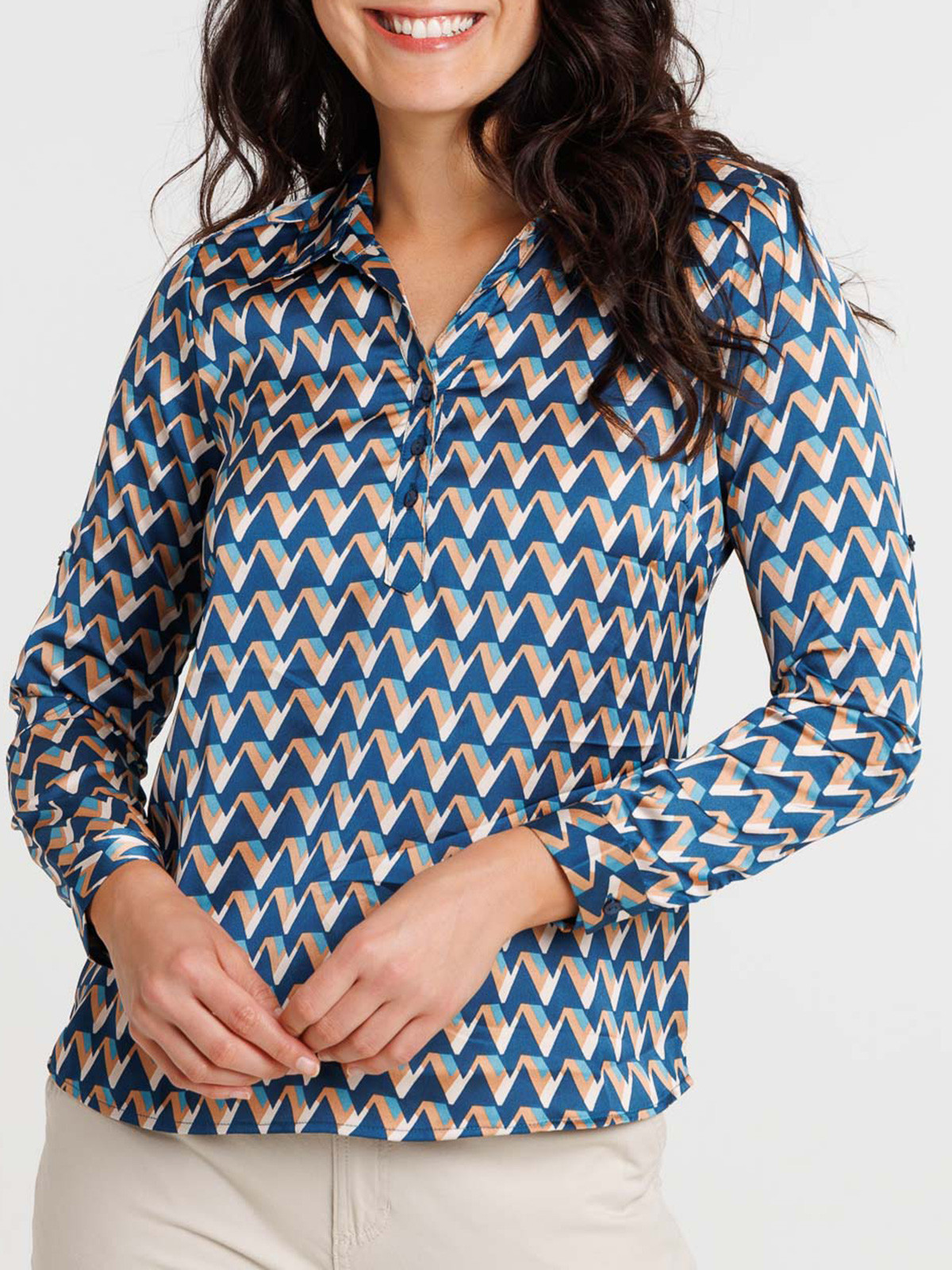 Blouse satin imprimée femme