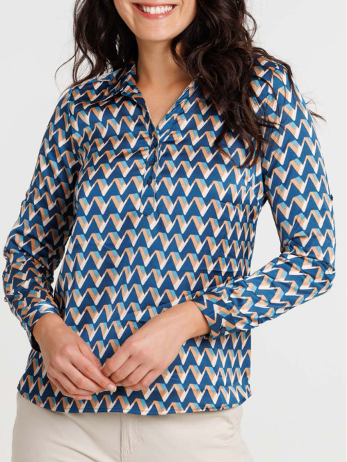 Blouse satin imprimée femme