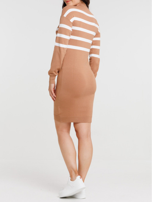 Robe pull croissant à rayures femme