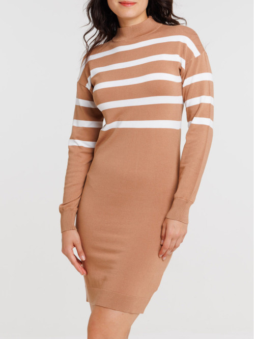 Robe pull croissant à rayures femme