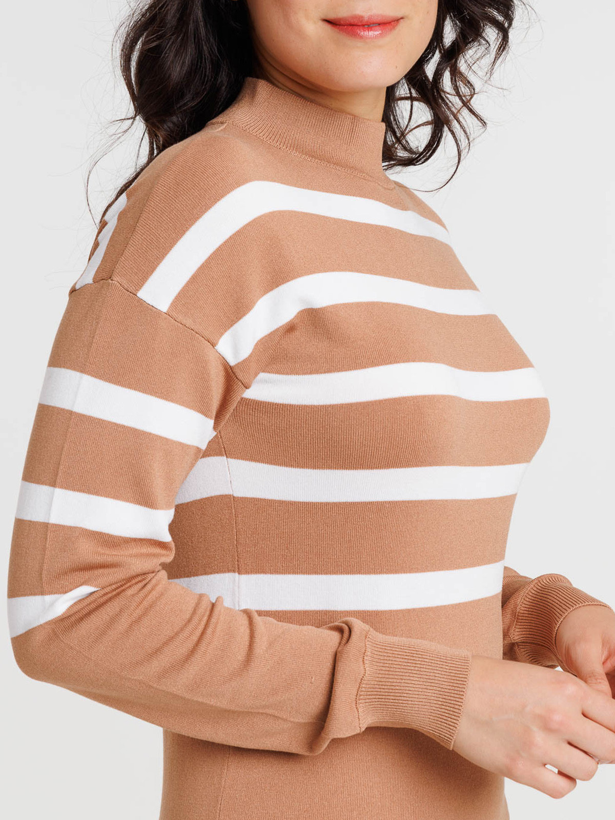 Robe pull croissant à rayures femme