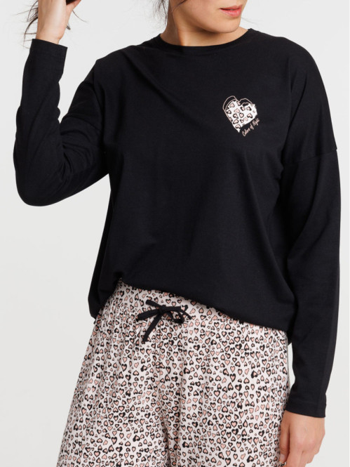 Haut de pyjama noir coeur...