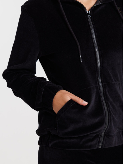 Sweat à capuche velours noir femme Sweat à capuche velours noir femme
