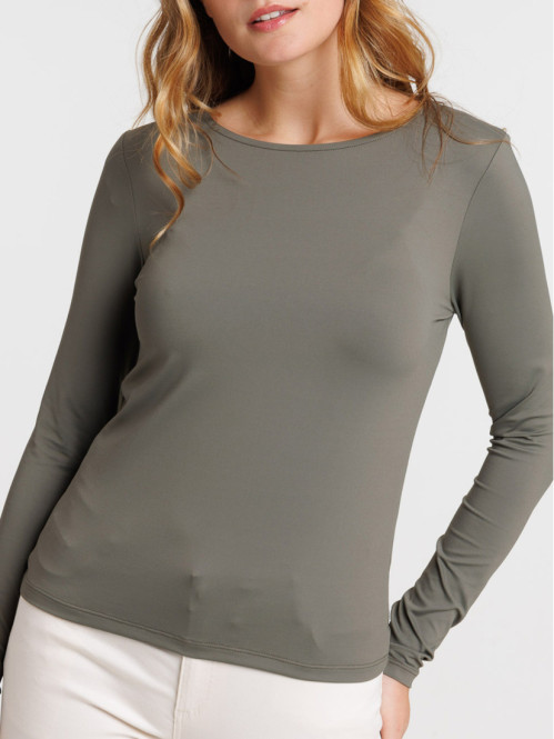 T-shirt urban kaki manches longues femme