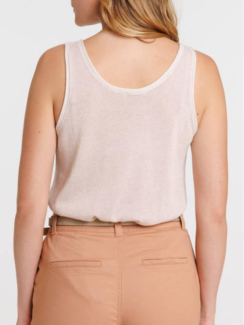 Débardeur écru brillant femme