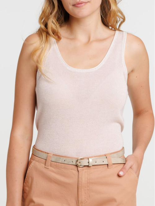 Débardeur écru brillant femme