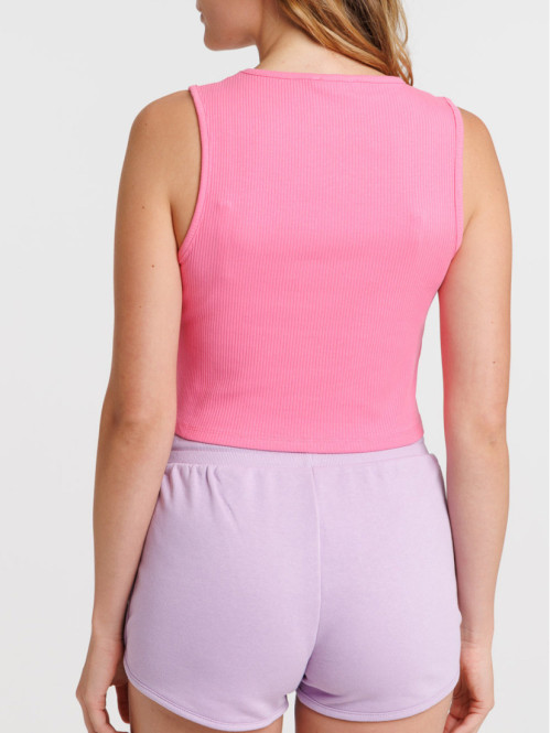 Débardeur pink côtelé femme