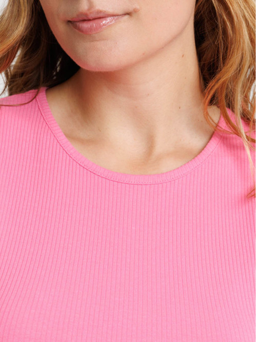 Débardeur pink côtelé femme