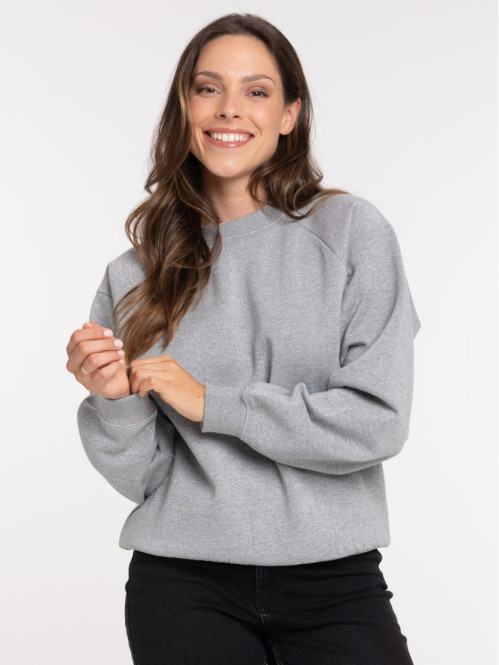 Sweat brillant femme gris chiné moyen