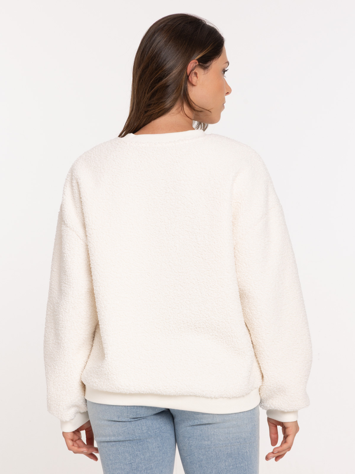 Sweat sherpa écru femme