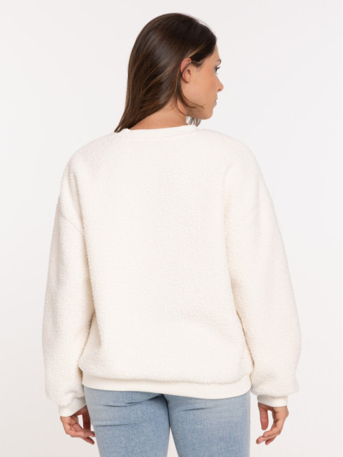 Sweat sherpa écru femme