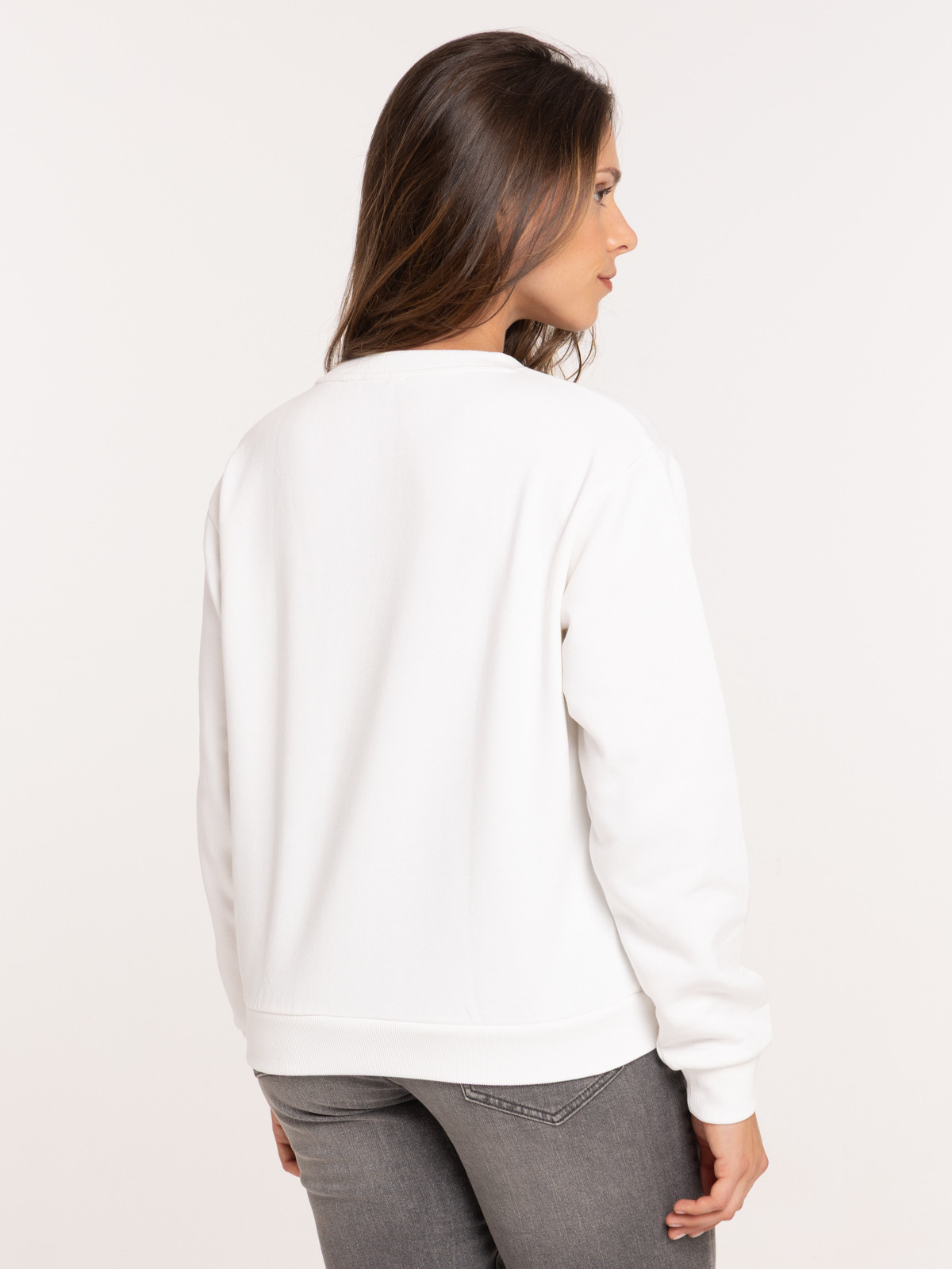 Sweat avec noeud sequins femme écru