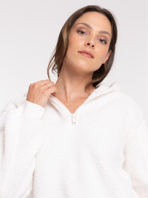 Sweat polaire à capuche femme