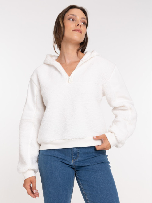 Sweat polaire à capuche femme
