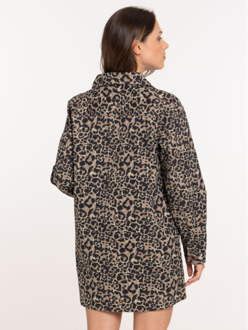 Robe chemise courte léopard...